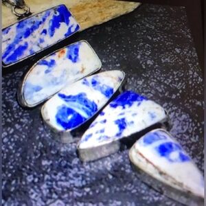 Sodalite Stamped 925 Sterling Silver Necklace